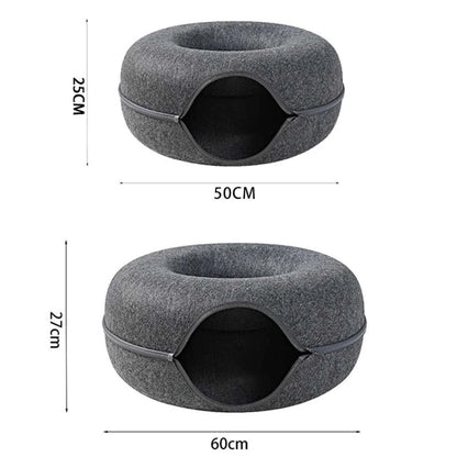 Donut Cat Tunnel Bed Pets House Natural Felt Pet Cat Cave Toys round Wool Felt Pet Bed for Small Dogs Cat Interactive Play Toys