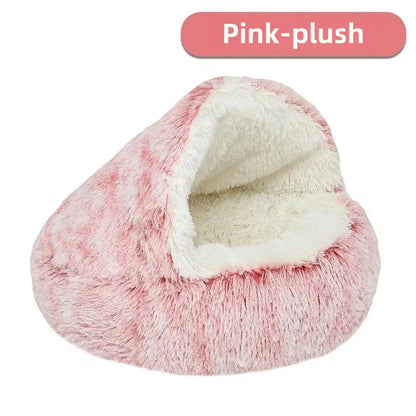 Autumn and Winter Soft Plush Pet Bed and Pet Bed Winter Warm and Cold Plush Comforter Nest Shell Cat Nest Semi-Enclosed Cat Nest